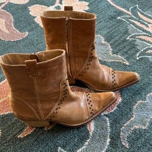 Penny Loves Kenny Tan Ankle Booties with Studs